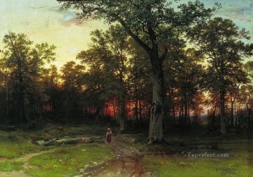 madera por la tarde 1869 paisaje clásico Ivan Ivanovich árboles Pinturas al óleo